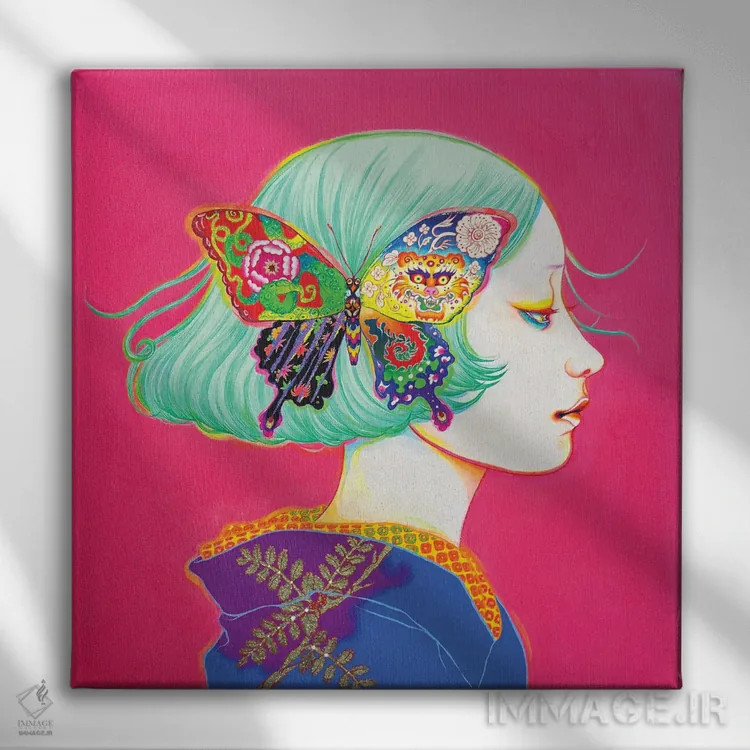 تابلو روزگار پروانه اثر ایتو چیئکو - نمای روبهرو روی دیوار