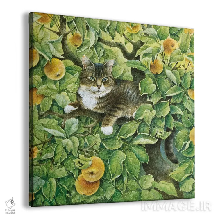 تابلو جما روی درخت سیب اثر آیوری کتس (برند هنری نقاشی گربه) - نمای پرسپکتیو محصول