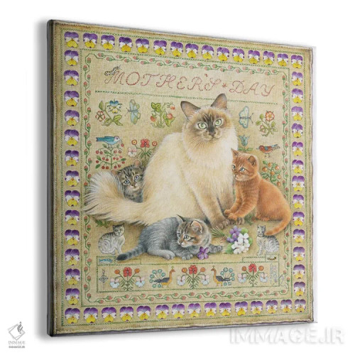 تابلو روز مادر با ادت و بچهگربههایش اثر آیوری کتس (برند هنری نقاشی گربه) - نمای پرسپکتیو محصول