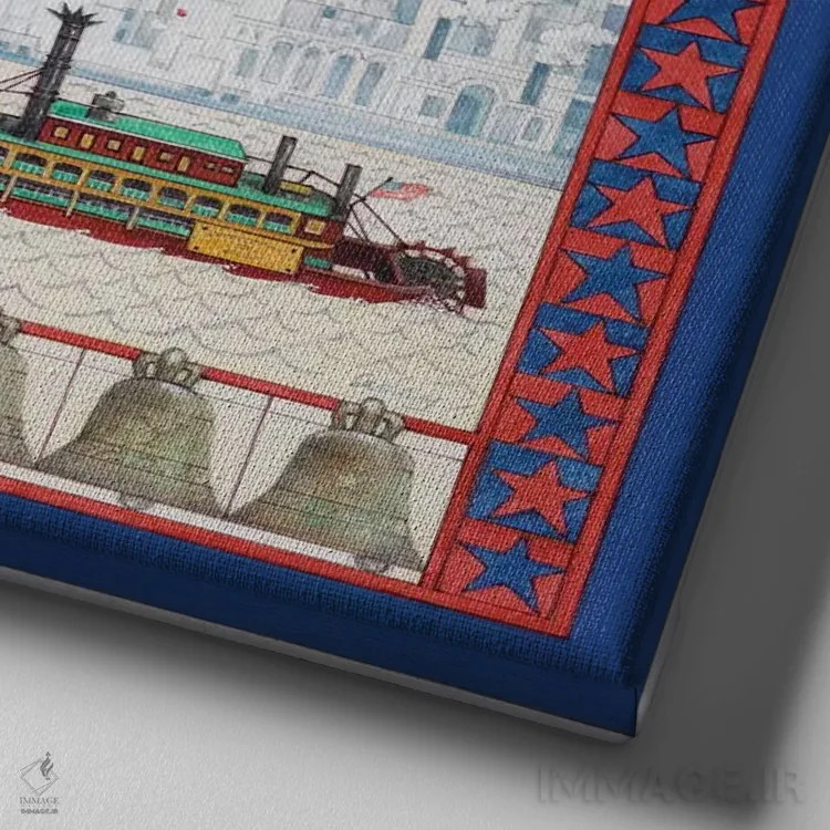 تابلو چهارم ژوئیه با گربههای لزلی (روز استقلال آمریکا) اثر آیوری کتس (برند هنری نقاشی گربه) - نمای نزدیک بافت بوم