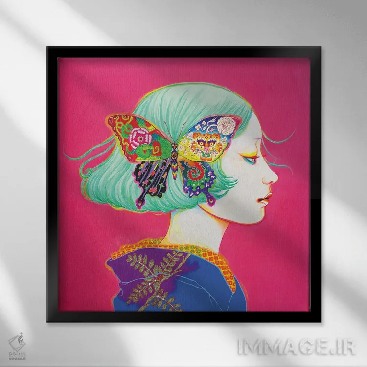 تابلو روزگار پروانه اثر ایتو چیئکو - نمای قابدار مشکی