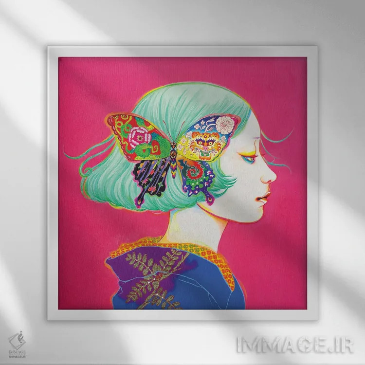 تابلو روزگار پروانه اثر ایتو چیئکو - نمای قابدار سفید