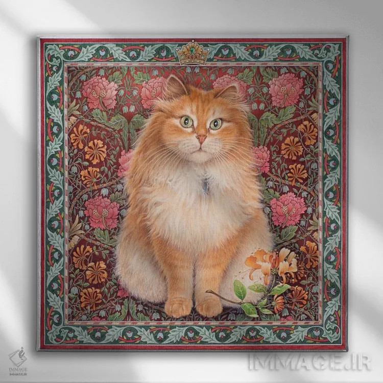 تابلو بلاسمایر شاهدخت روسی اثر آیوری کتس (برند هنری نقاشی گربه) - نمای روبهرو روی دیوار