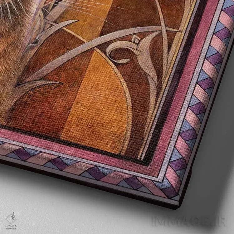 تابلو لونا در سبک آرت دکو اثر آیوری کتس (برند هنری نقاشی گربه) - نمای نزدیک بافت بوم