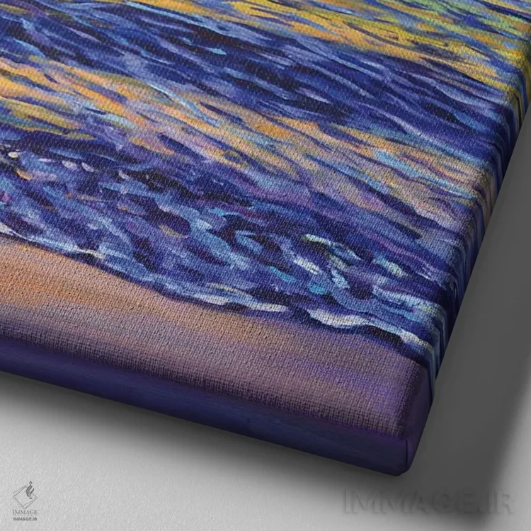 تابلو غروب اقیانوس اثر ایرینا کاستسووا - نمای نزدیک بافت بوم