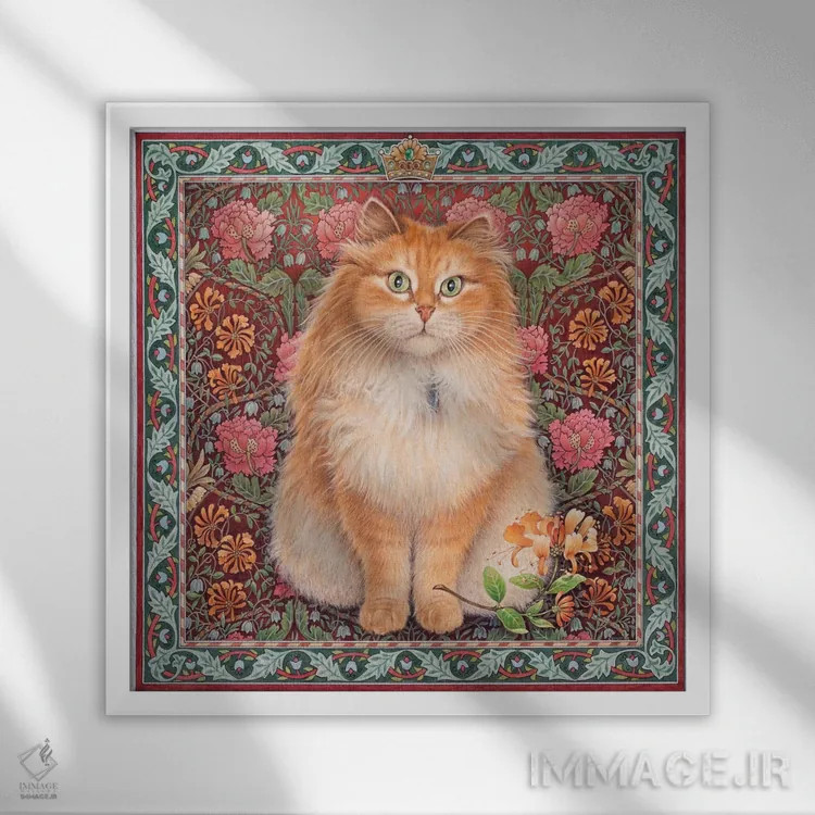 تابلو بلاسمایر شاهدخت روسی اثر آیوری کتس (برند هنری نقاشی گربه) - نمای قابدار سفید