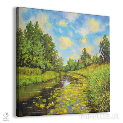 تابلو نیلوفرهای آبی تابستانی اثر ایرینا کاستسووا - نمای پرسپکتیو محصول