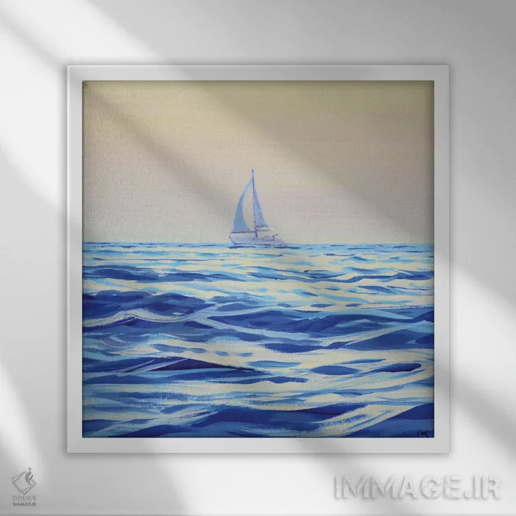 تابلو سفر با قایق تفریحی اثر ایرینا کاستسووا - نمای قابدار سفید