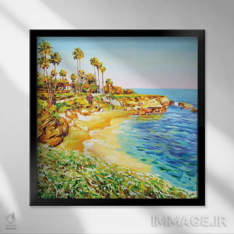 تابلو ساحل سن دیگو کالیفرنیا، شماره ۵ اثر ایرینا کاستسووا - نمای قابدار مشکی