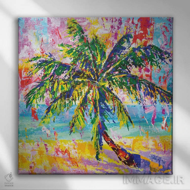 تابلو اقیانوس نخلها اثر ایرینا کاستسووا - نمای روبهرو روی دیوار