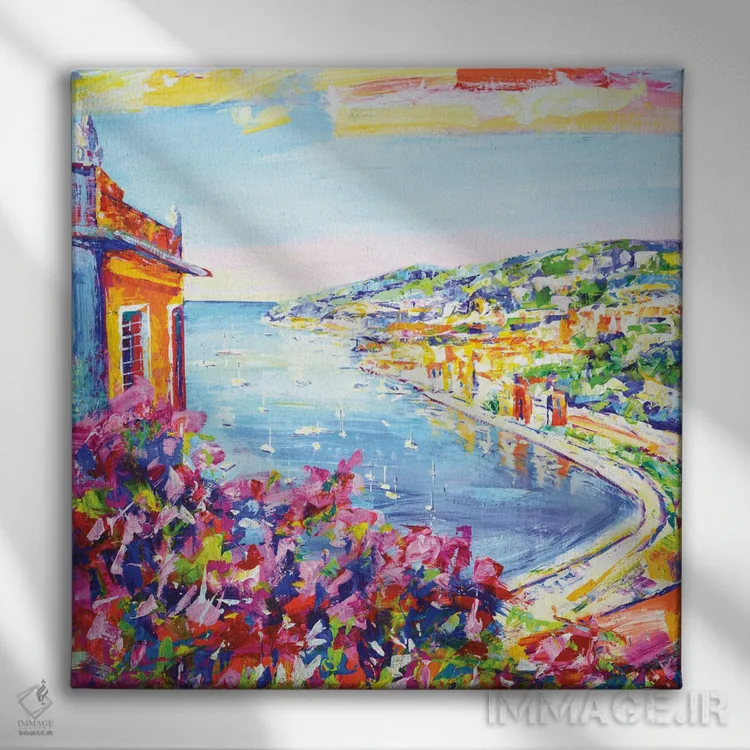 تابلو ساحل زیبای آزور (کوت دازور) اثر ایرینا کاستسووا - نمای روبهرو روی دیوار