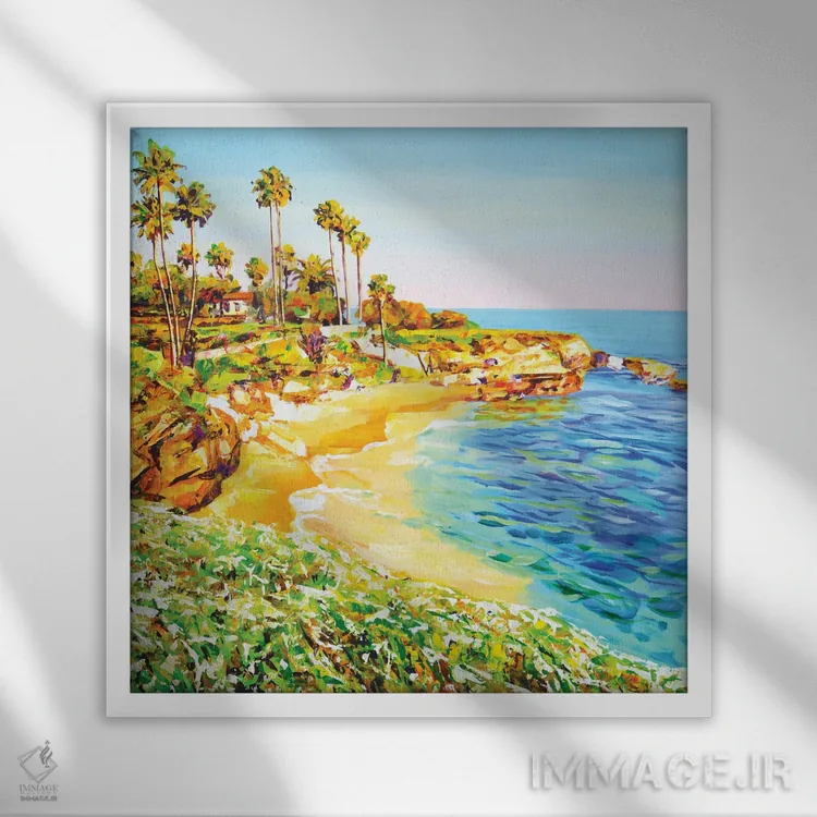 تابلو ساحل سن دیگو کالیفرنیا، شماره ۵ اثر ایرینا کاستسووا - نمای قابدار سفید