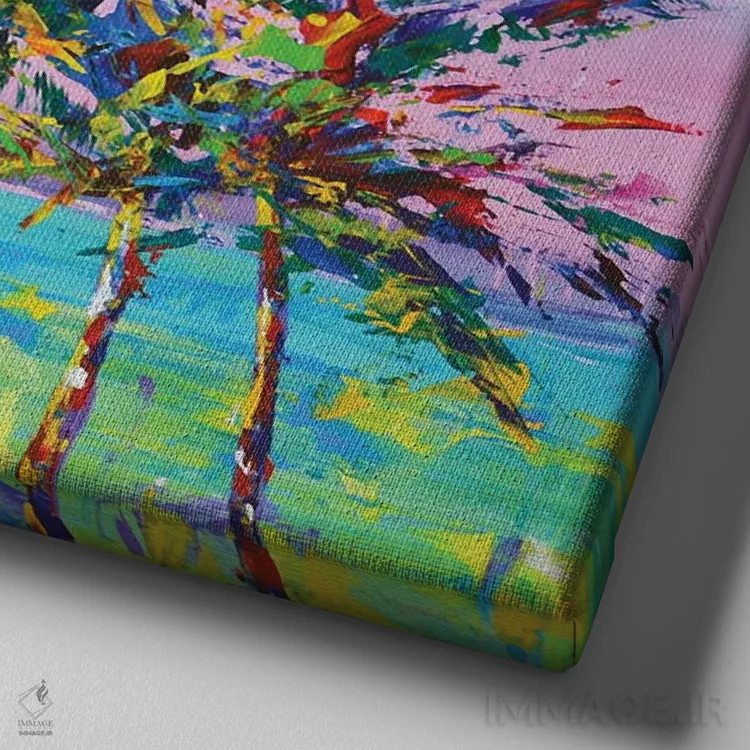 تابلو نخلهای کالیفرنیا ۲ اثر ایرینا کاستسووا - نمای نزدیک بافت بوم