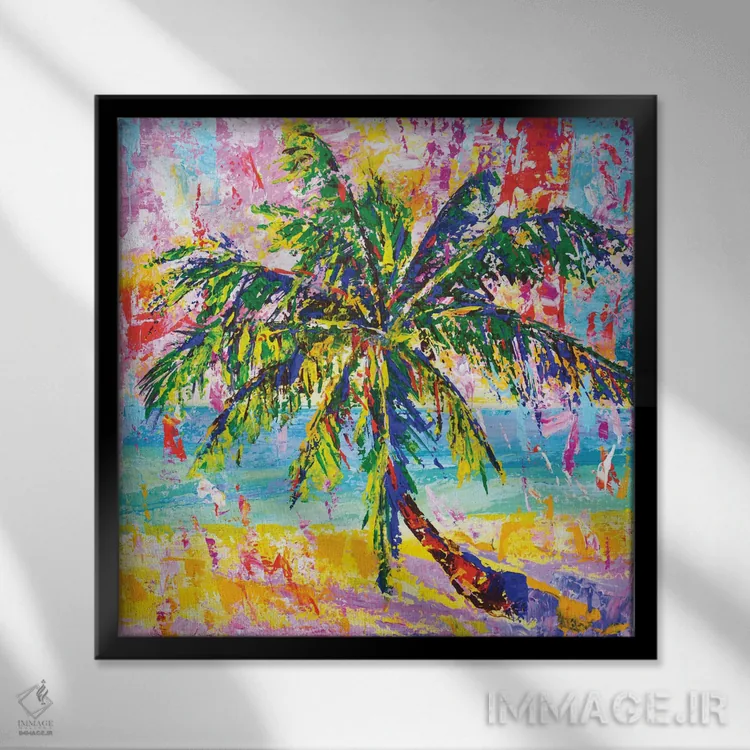 تابلو اقیانوس نخلها اثر ایرینا کاستسووا - نمای قابدار مشکی