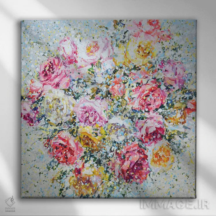 تابلو رزها ۵ اثر ایرینا کاستسووا - نمای روبهرو روی دیوار