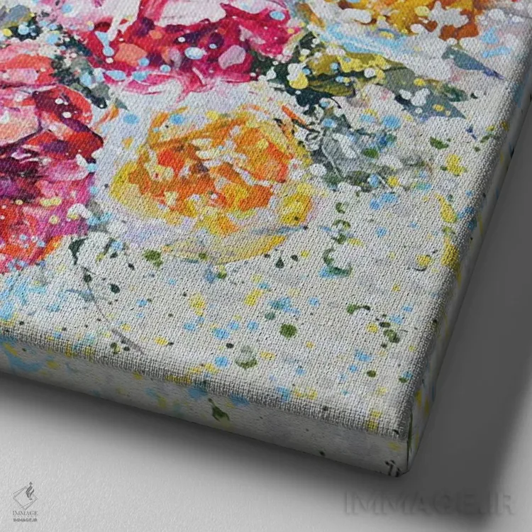 تابلو رزها ۵ اثر ایرینا کاستسووا - نمای نزدیک بافت بوم