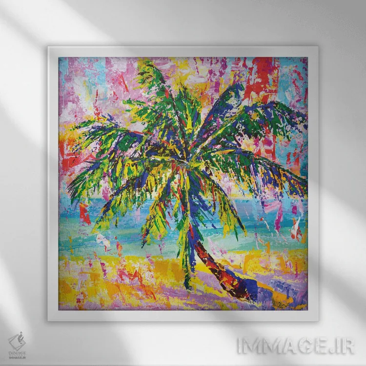 تابلو اقیانوس نخلها اثر ایرینا کاستسووا - نمای قابدار سفید