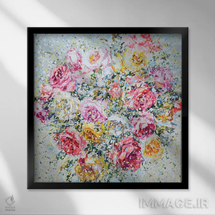تابلو رزها ۵ اثر ایرینا کاستسووا - نمای قابدار مشکی