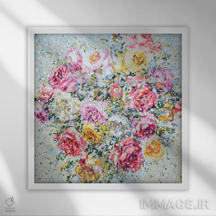 تابلو رزها ۵ اثر ایرینا کاستسووا - نمای قابدار سفید