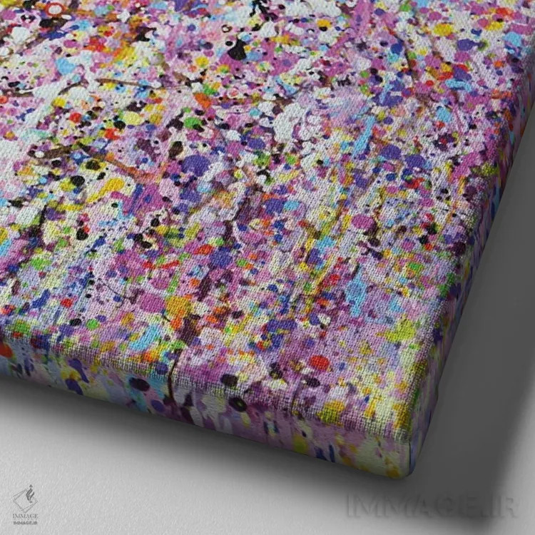 تابلو شکوفههای گیلاس ساکورا I اثر ایرینا کاستسووا - نمای نزدیک بافت بوم