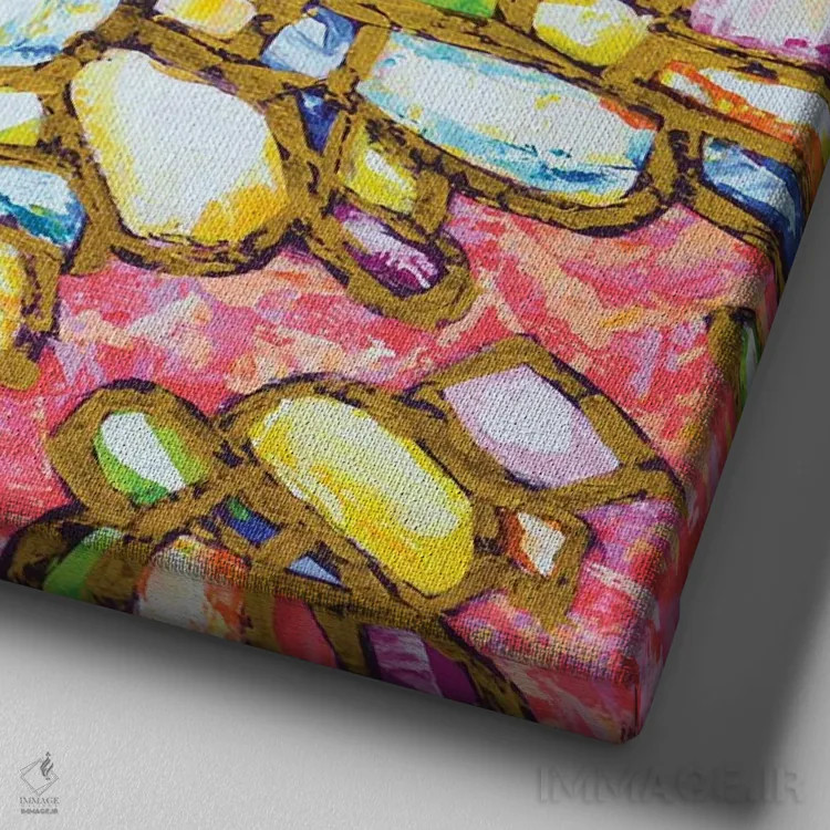 تابلو جواهرات در طلا VI اثر ایرینا کاستسووا - نمای نزدیک بافت بوم