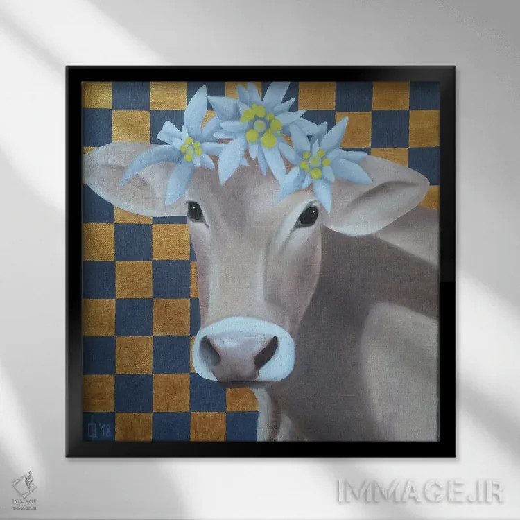 تابلو گاو و ادلوایس ۲ اثر ایلدزه اوس - نمای قابدار مشکی