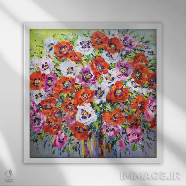 تابلو شقایقها ۲ اثر ایرینا کاستسووا - نمای قابدار سفید