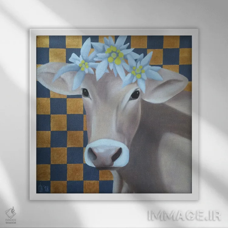 تابلو گاو و ادلوایس ۲ اثر ایلدزه اوس - نمای قابدار سفید