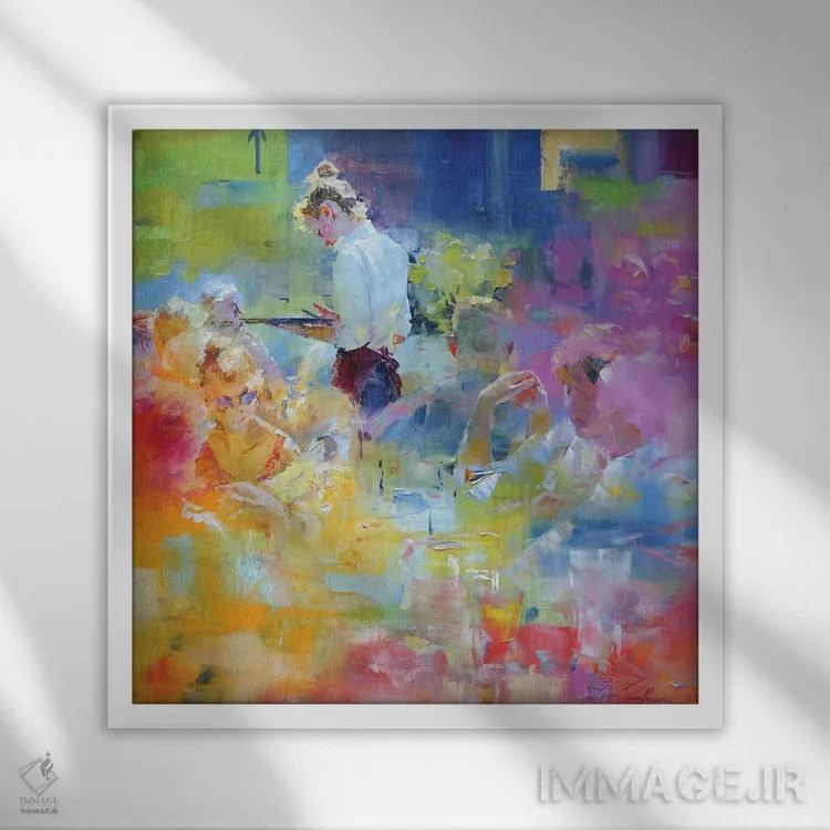 تابلو موزاییک کافه IV اثر ایگور ژوک - نمای قابدار سفید