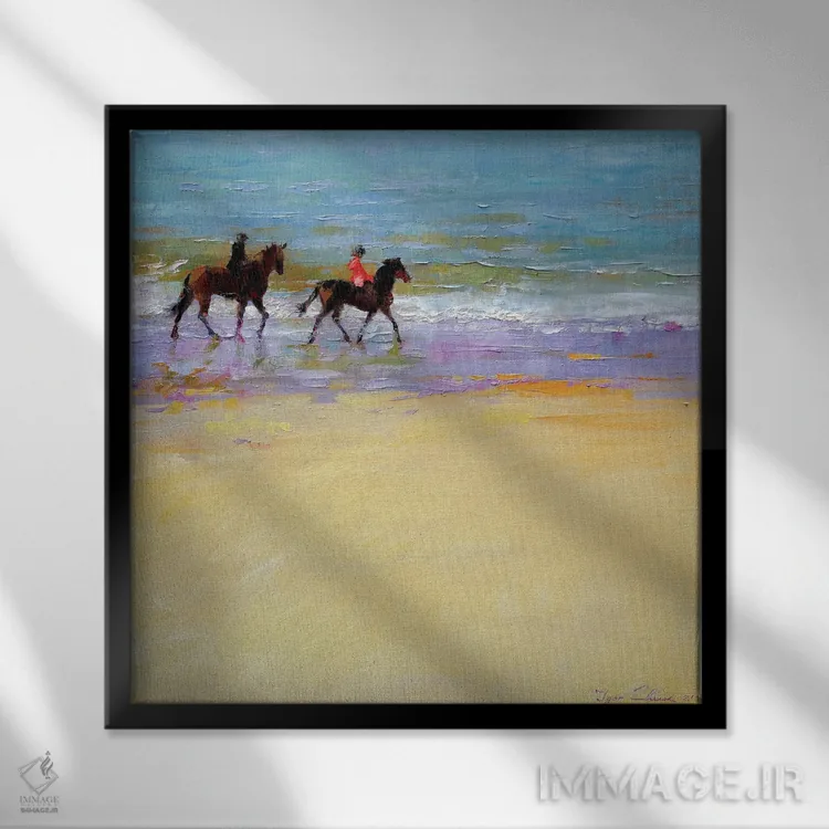 تابلو سواری در ساحل اثر ایگور ژوک - نمای قابدار مشکی