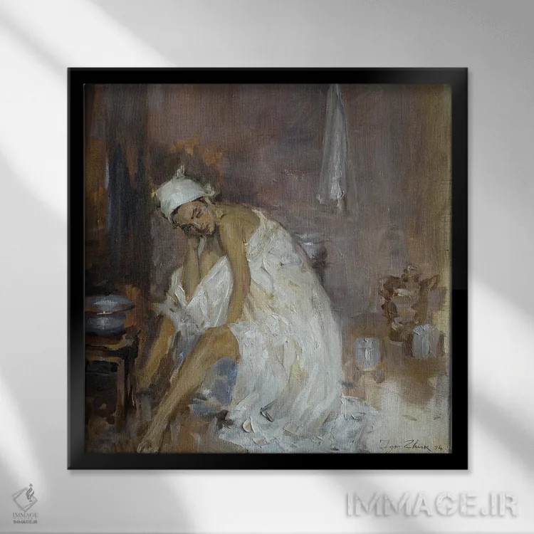 تابلو در حمام ۲ اثر ایگور ژوک - نمای قابدار مشکی