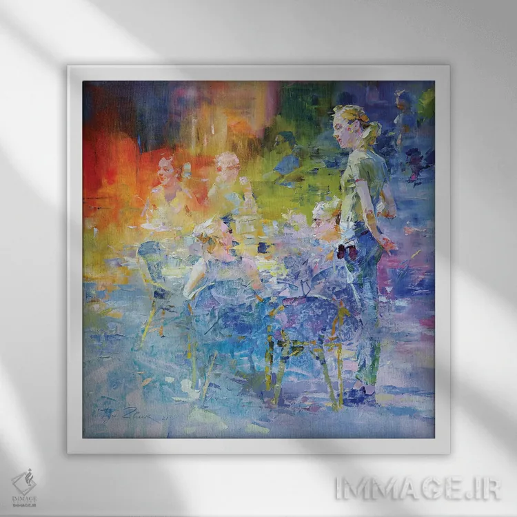 تابلو موزاییک کافه III اثر ایگور ژوک - نمای قابدار سفید