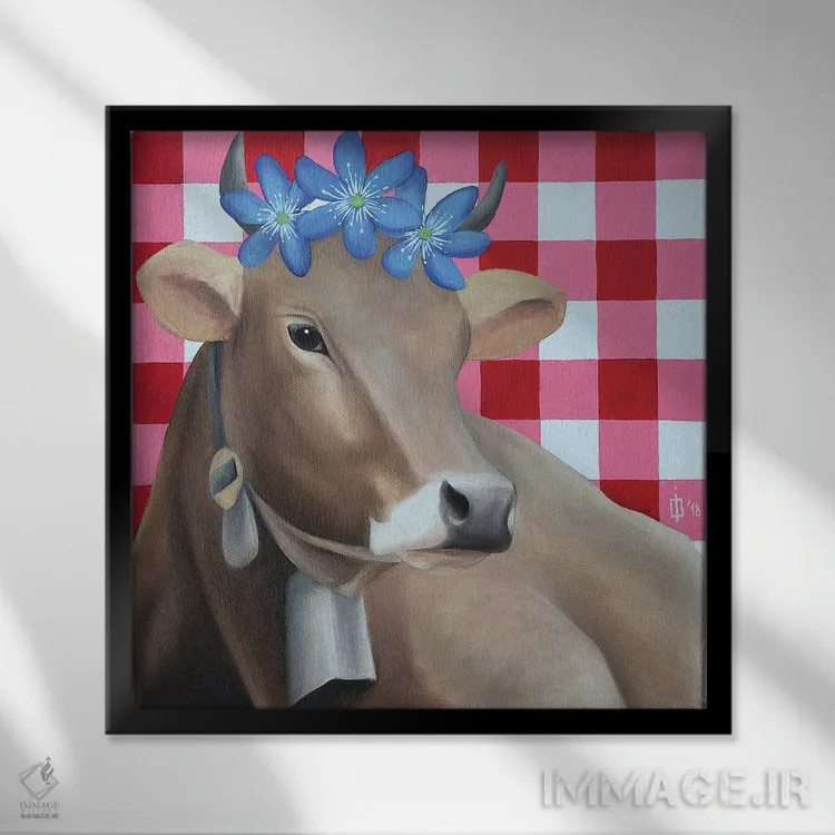 تابلو هپاتیکا (نوعی گل) اثر ایلدزه اوس - نمای قابدار مشکی