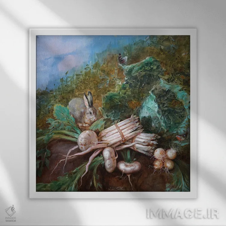 تابلو سال خرگوش اثر ایگور ژوک - نمای قابدار سفید