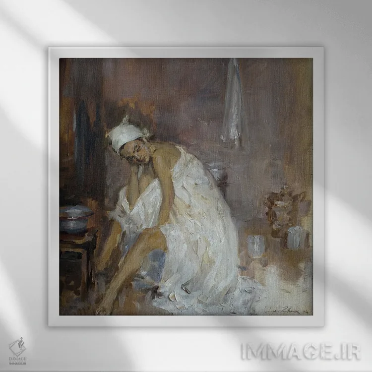 تابلو در حمام ۲ اثر ایگور ژوک - نمای قابدار سفید