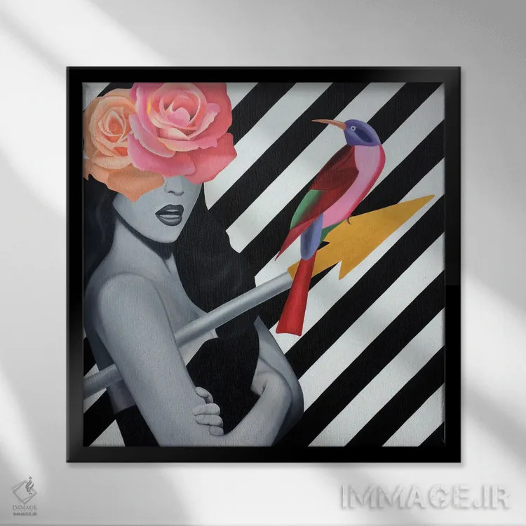 تابلو آمازون (نام مکان یا رودخانه) اثر ایلدزه اوس - نمای قابدار مشکی