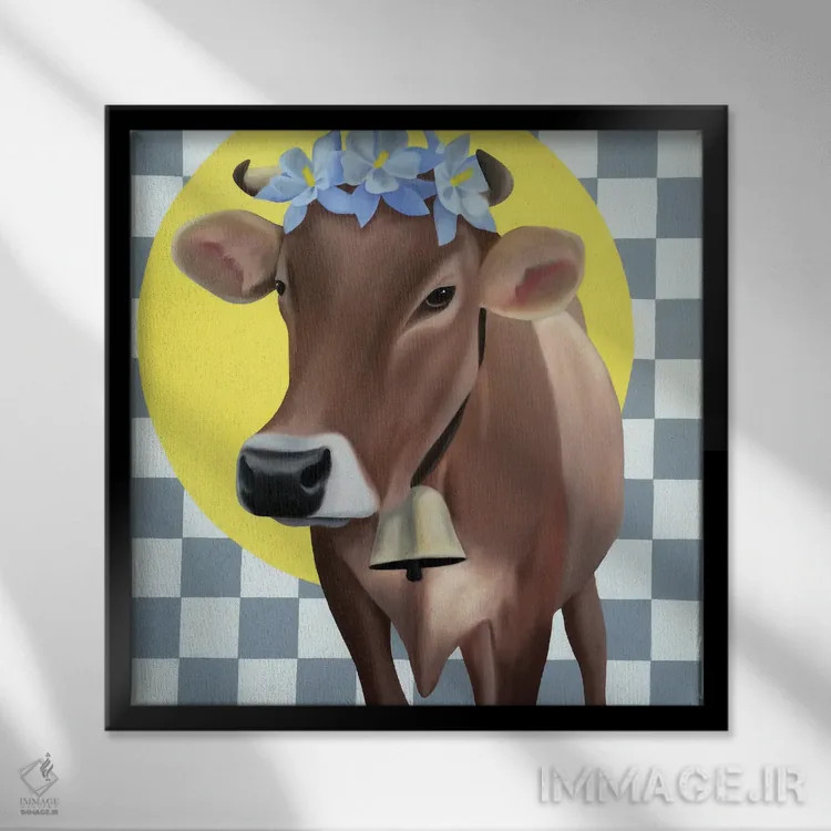 تابلو دوشیزه کلمباین (نوعی گل یا نام شخصیت) اثر ایلدزه اوس - نمای قابدار مشکی