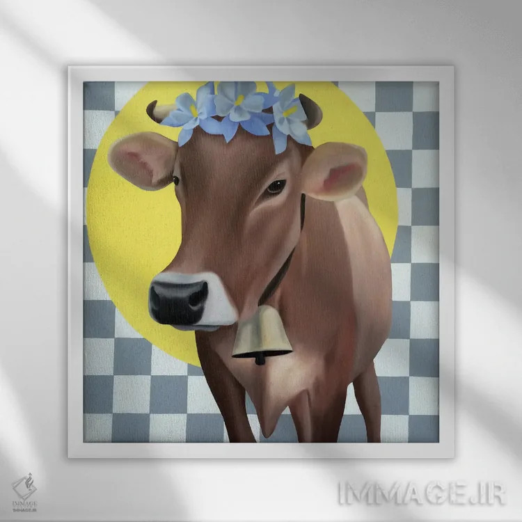 تابلو دوشیزه کلمباین (نوعی گل یا نام شخصیت) اثر ایلدزه اوس - نمای قابدار سفید