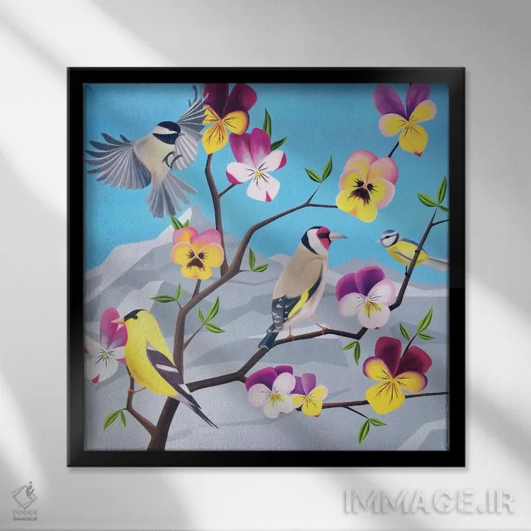 تابلو شاخه بهاری اثر ایلدزه اوس - نمای قابدار مشکی