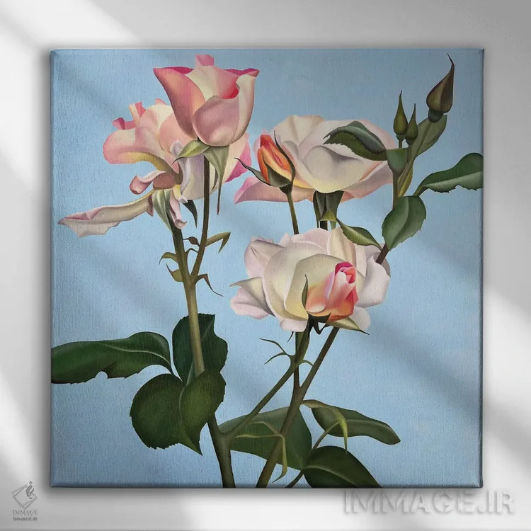 تابلو صورتی خوشبختانه اثر ایلدزه اوس - نمای روبهرو روی دیوار