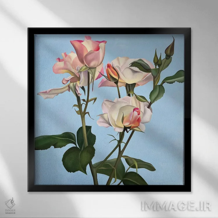 تابلو صورتی خوشبختانه اثر ایلدزه اوس - نمای قابدار مشکی