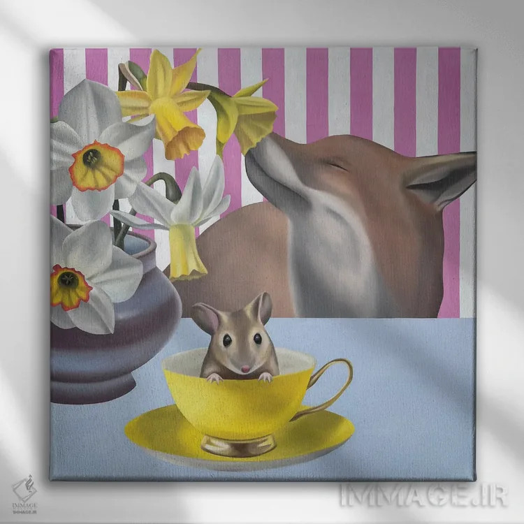 تابلو بهار بر روی میزم اثر ایلدزه اوس - نمای روبهرو روی دیوار