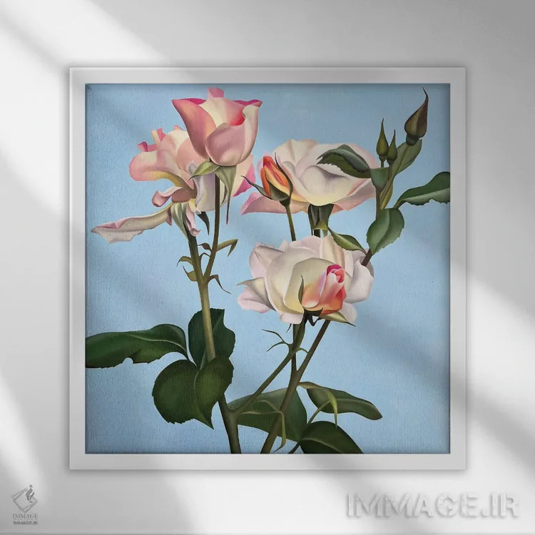 تابلو صورتی خوشبختانه اثر ایلدزه اوس - نمای قابدار سفید