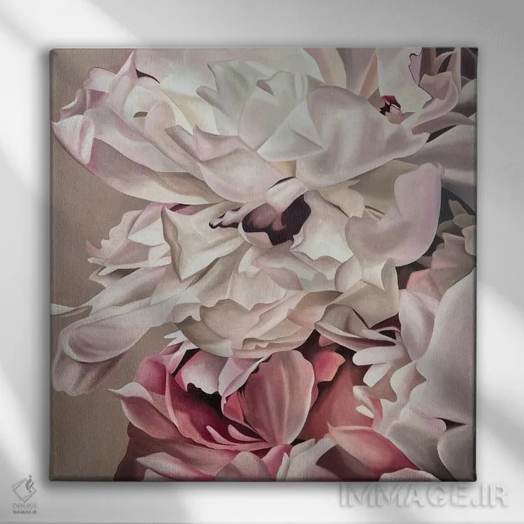 تابلو گل صدتومانی قهوهای اثر ایلدزه اوس - نمای روبهرو روی دیوار