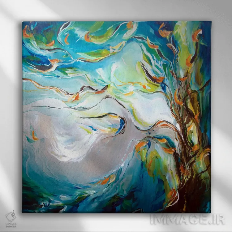 تابلو نسیم اثر جی.اِی آرت (برند هنری) - نمای روبهرو روی دیوار