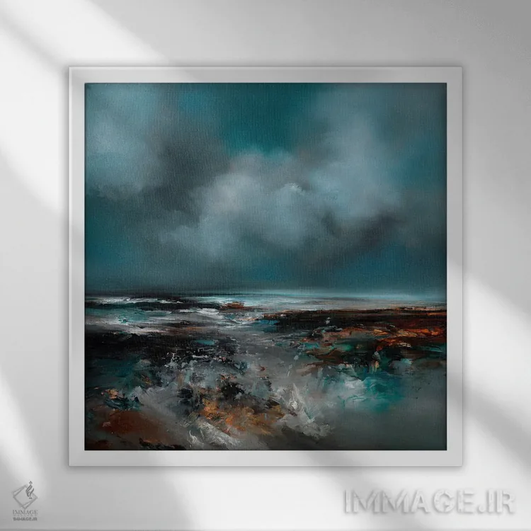 تابلو زندگی ساحلی اثر جی.اِی آرت (برند هنری) - نمای قابدار سفید