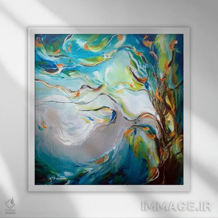 تابلو نسیم اثر جی.اِی آرت (برند هنری) - نمای قابدار سفید