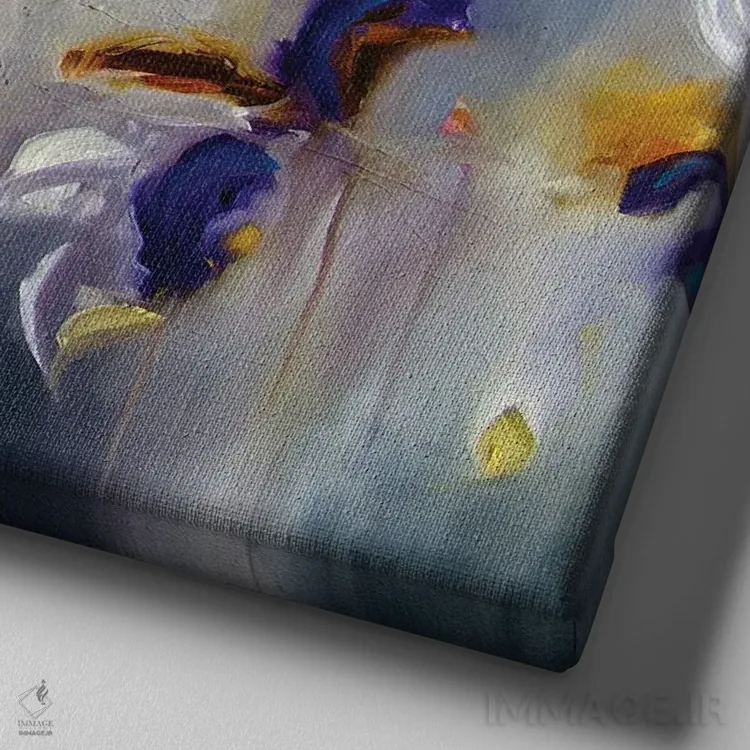 تابلو زنبق وحشی اثر جی.اِی آرت (برند هنری) - نمای نزدیک بافت بوم