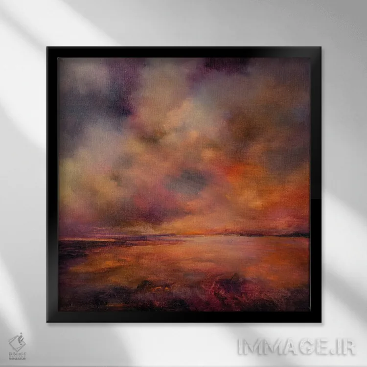 تابلو غروب آفتاب اثر جی.اِی آرت (برند هنری) - نمای قابدار مشکی
