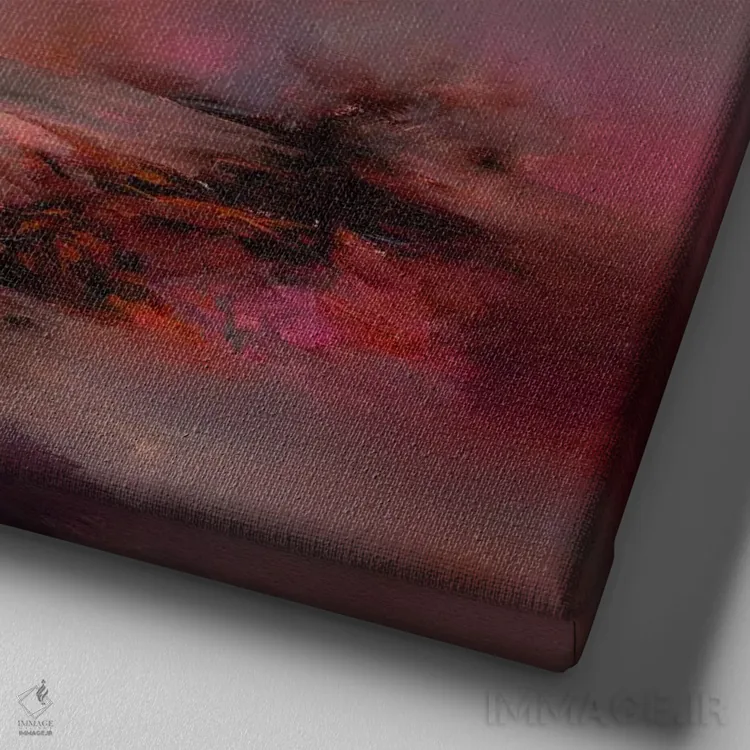 تابلو سرخی (یا گونه سرخ شدن) اثر جی.اِی آرت (برند هنری) - نمای نزدیک بافت بوم